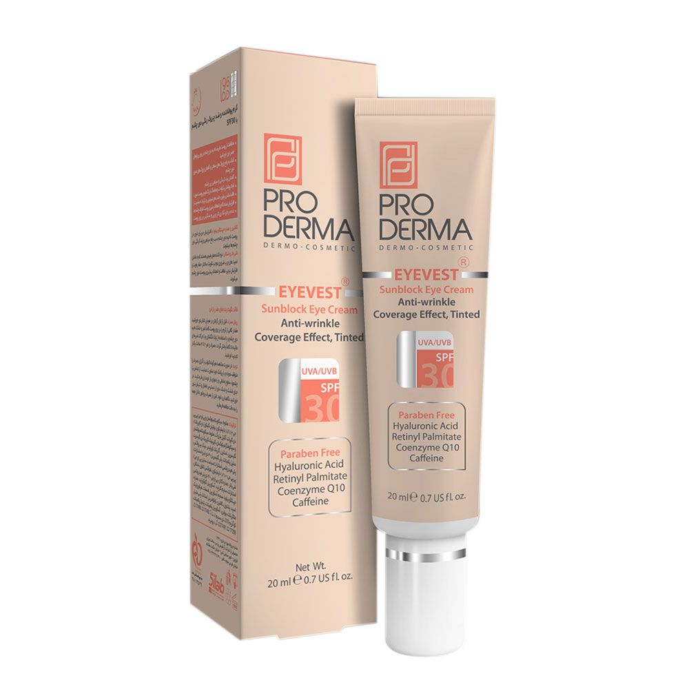 کرم پوشاننده و ضد چروک رنگی دور چشم پرودرما با SPF30