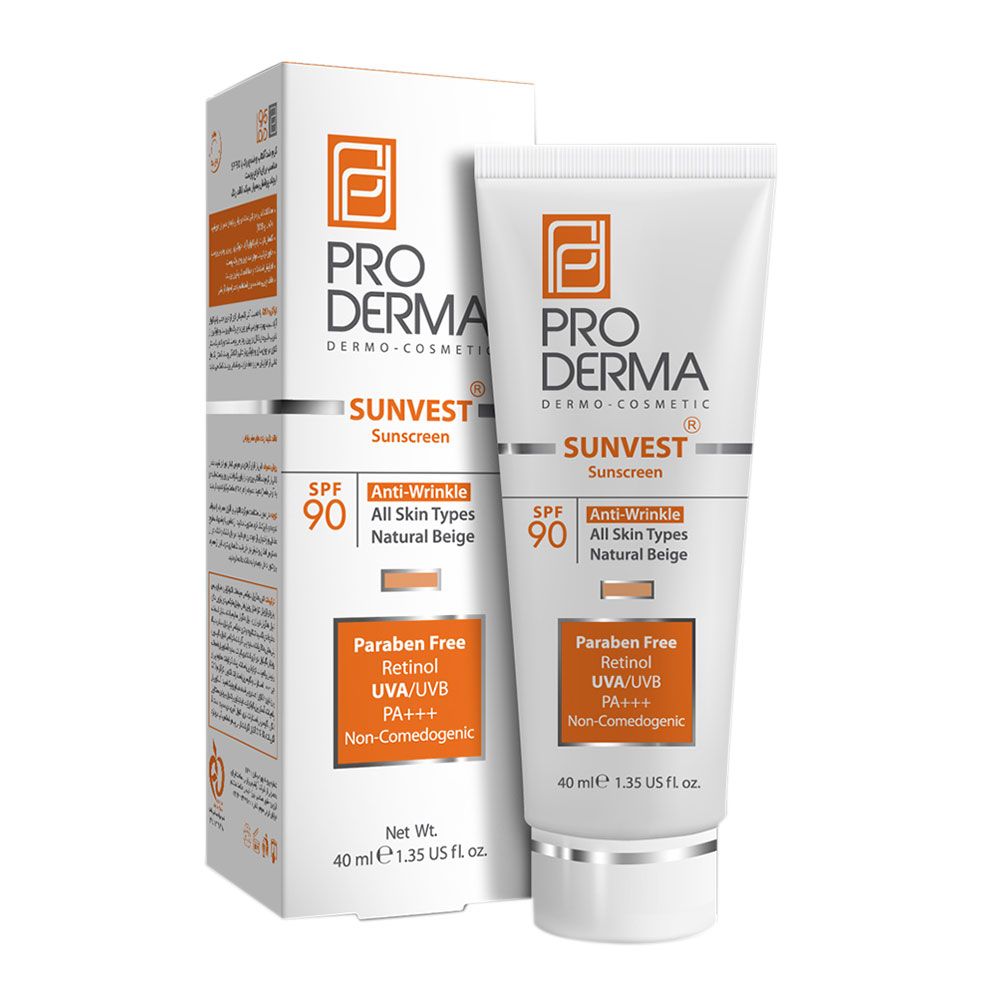 کرم ضد آفتاب و ضد چروک رنگی با  90 SPF پرودرما