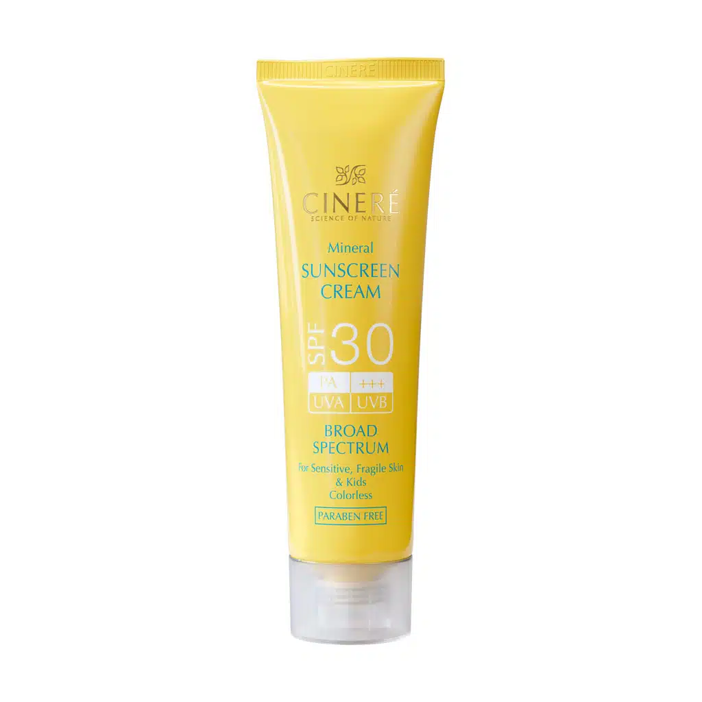 کرم ضد آفتاب مینرال spf30 سینره مناسب پوست حساس حجم ۵۰ میلی‌لیتر